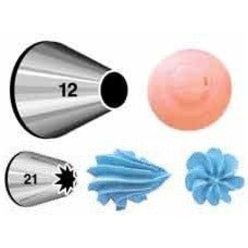#12 and #21 Decorating Tip Set | 2ct