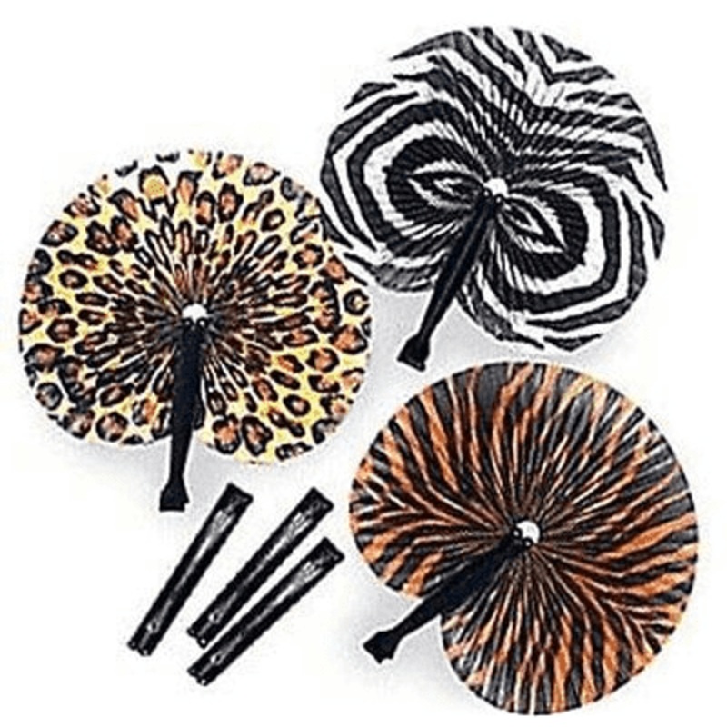 Safari Animal Print Paper Fans | 12ct