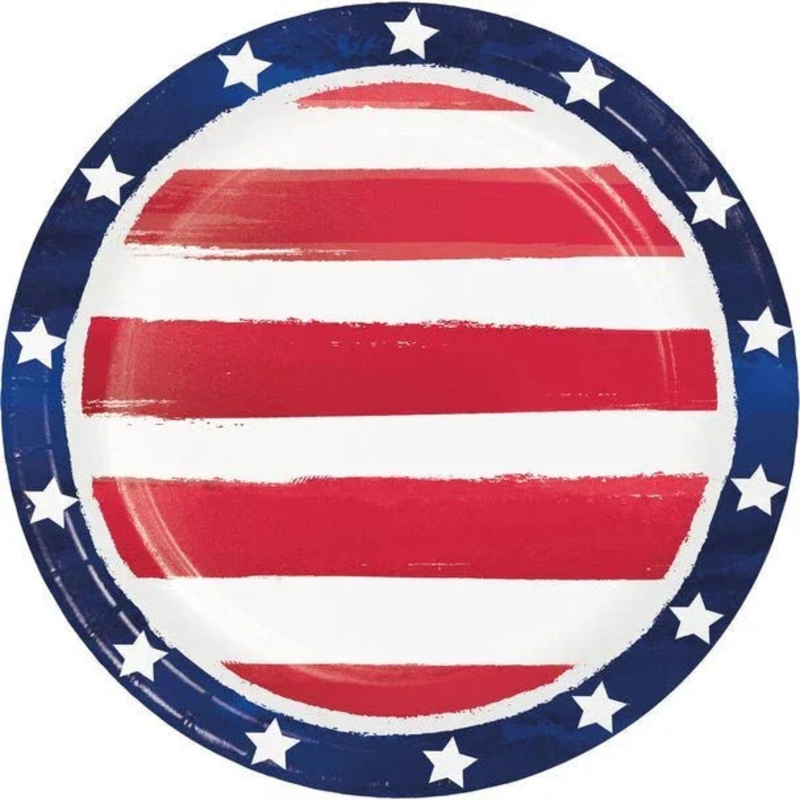 4th Of July Painterly Patriotic Dessert Plates 6 7/8 | 8ct