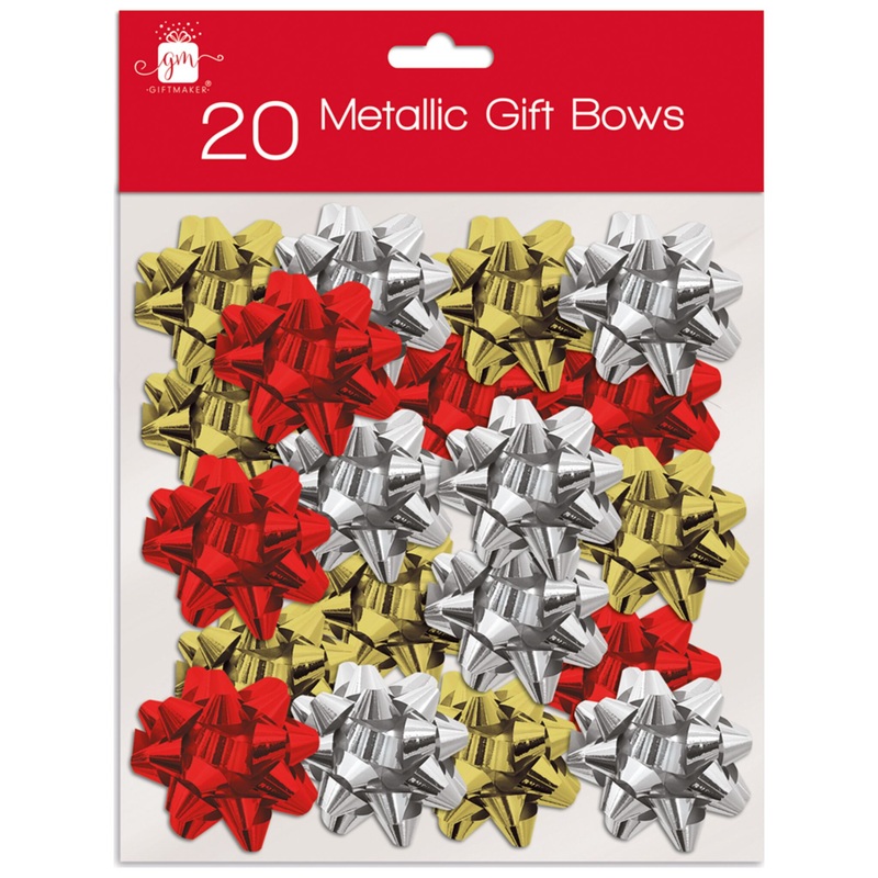 20 Assorted Metallic Gift Wrap Bows