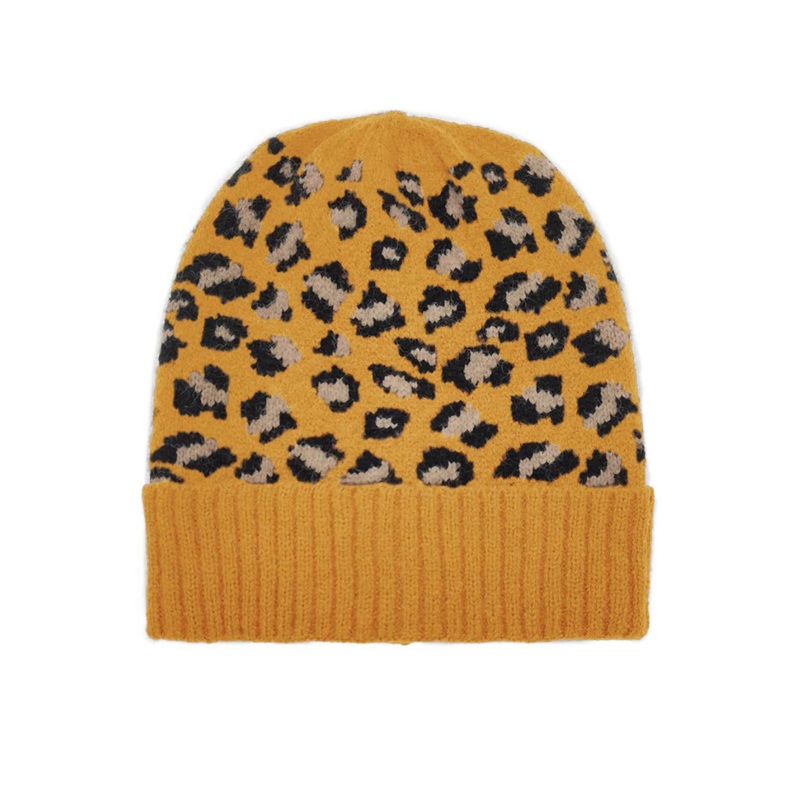 70s Revival Leopard Knit Beanie