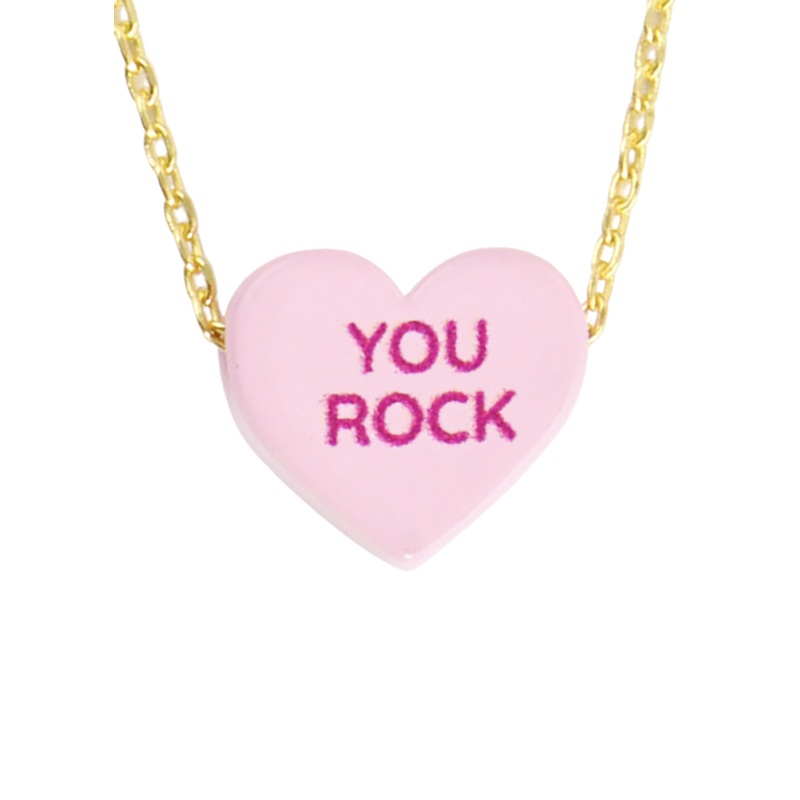 You Rock Pink Heart Necklace