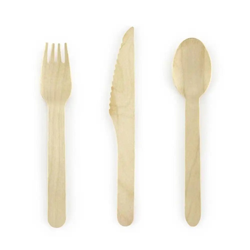 Wooden Party Cutlery – Natural (x6 guests)