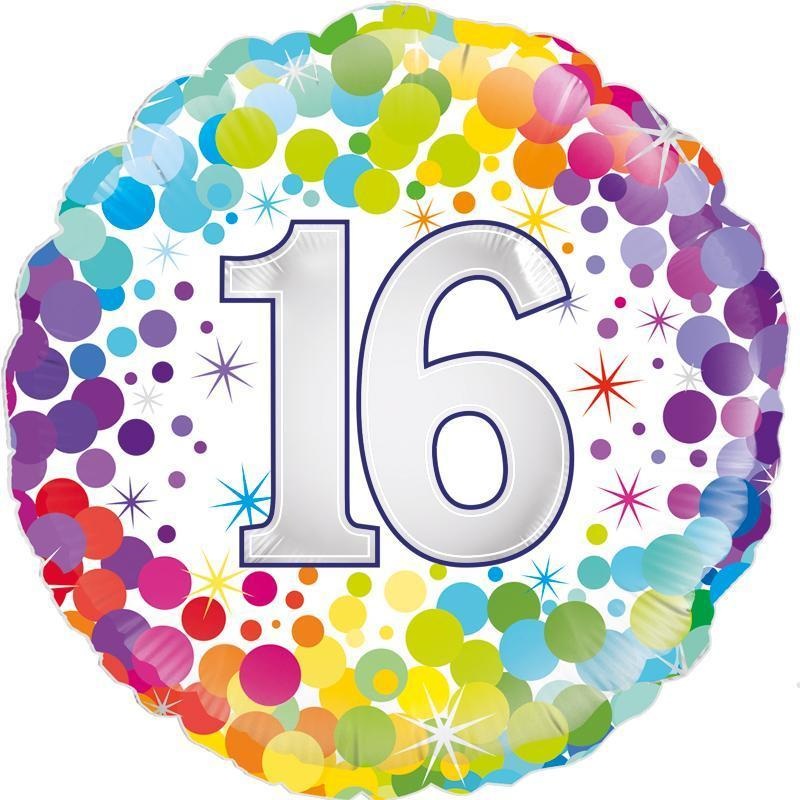 Age 16 Colourful Confetti Birthday Balloon