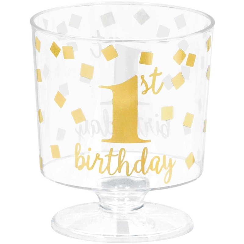 1st Birthday 59ml Mini Clear Pedestal Cups Pack of 30