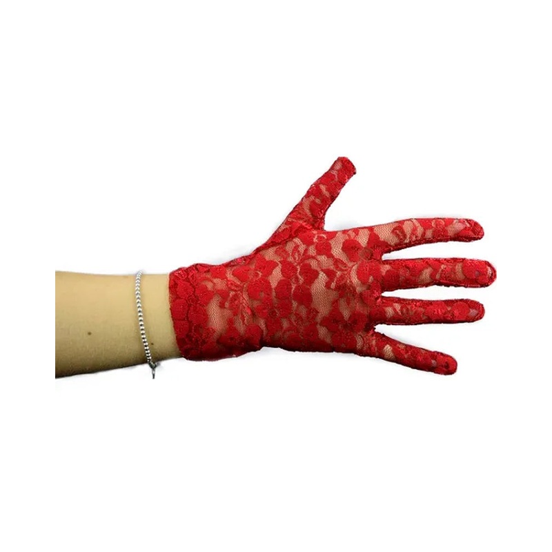 80s Red Short Lace Gloves