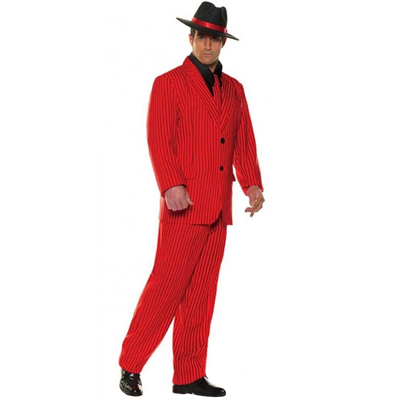 1920s Red Pinstripe Gangster Plus Size Costume Suit
