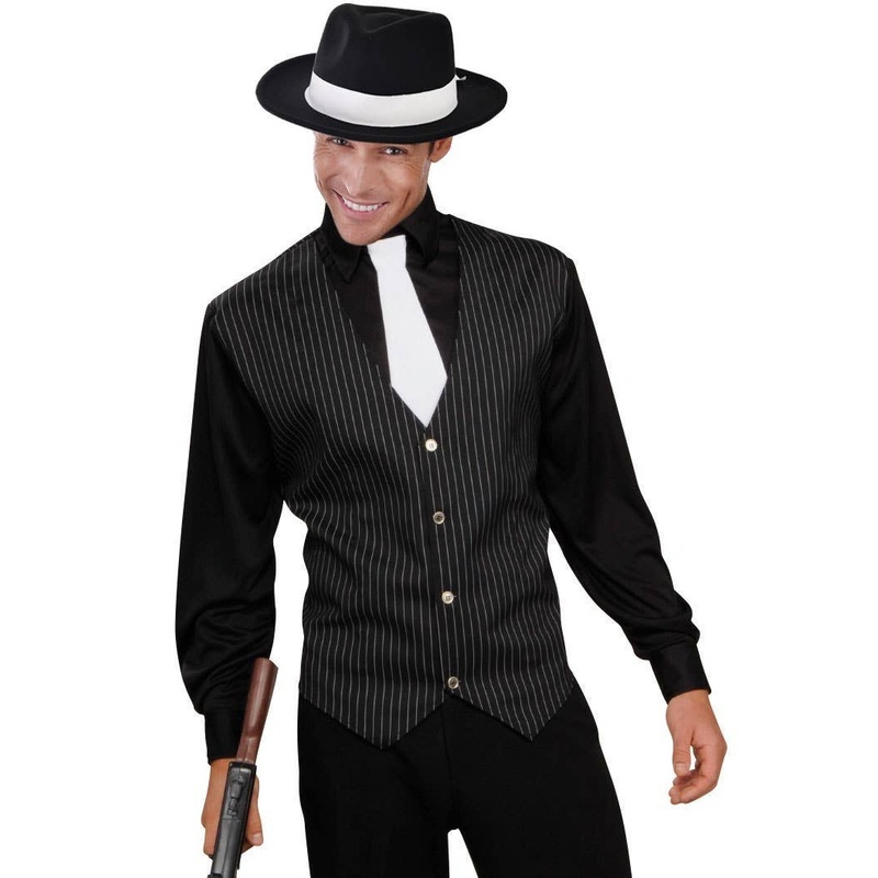1920s Gangster Plus Size Mens Pinstripe Costume Shirt