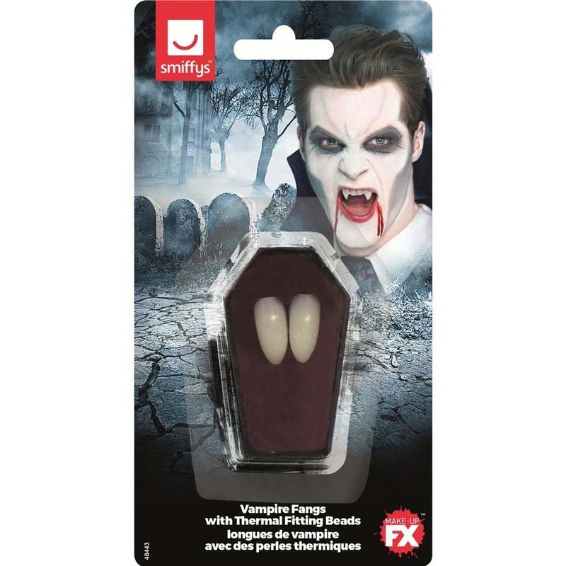 White Vampire Fangs with Thermal Fitting Beads For Halloween